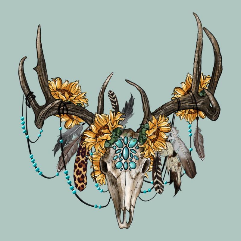 Boho Deer Skull Sunflowers And Gemstone Premium Sweatshirt by RanaPortraitStore | Teevron