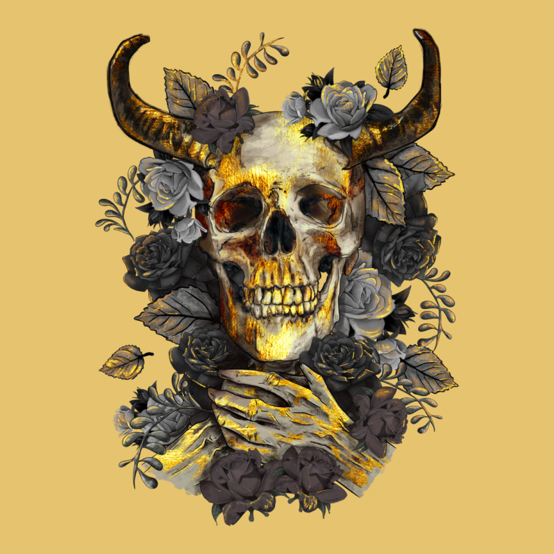 Bull Human Skull With Gold Roses Premium Sweatshirt by RanaPortraitStore | Teevron