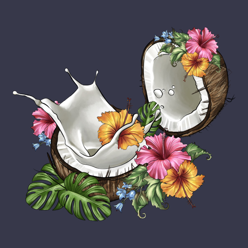 Coconut With Tropical Leavers And Flowers Long Sleeve Tee by BarkalooDesign | Teevron