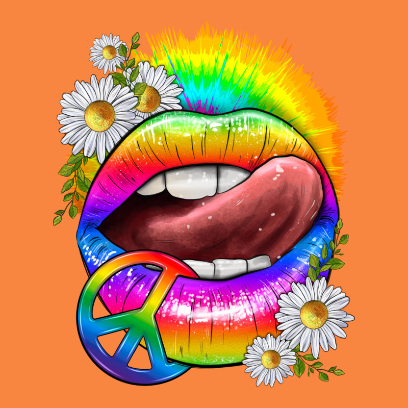 Rainbow Lips With Daisies Premium Sweatshirt by texasbilliewilder | Teevron
