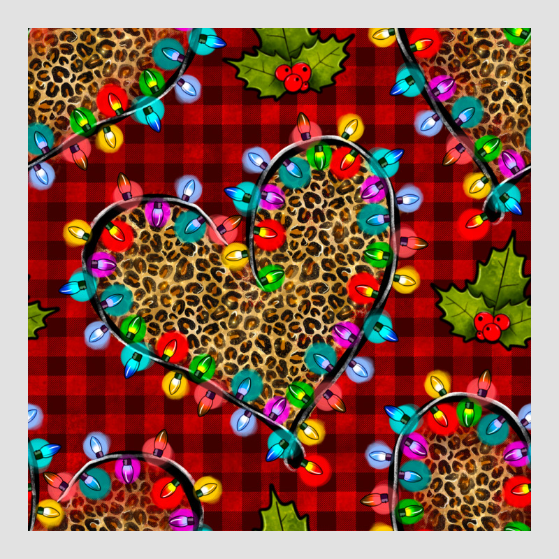 Christmas Lights And Leopard Hearts Seamless Pattern Premium Hoodie by BundleAndBundleShop | Teevron