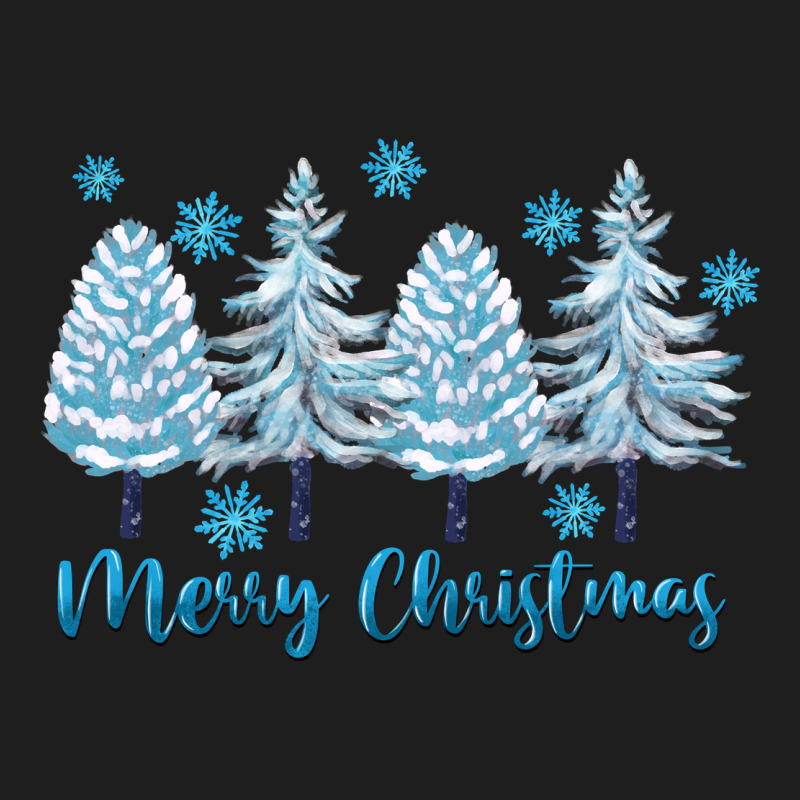 Merry Christmas Blue Trees Classic Tee by FaDigitalArtStudio | Teevron