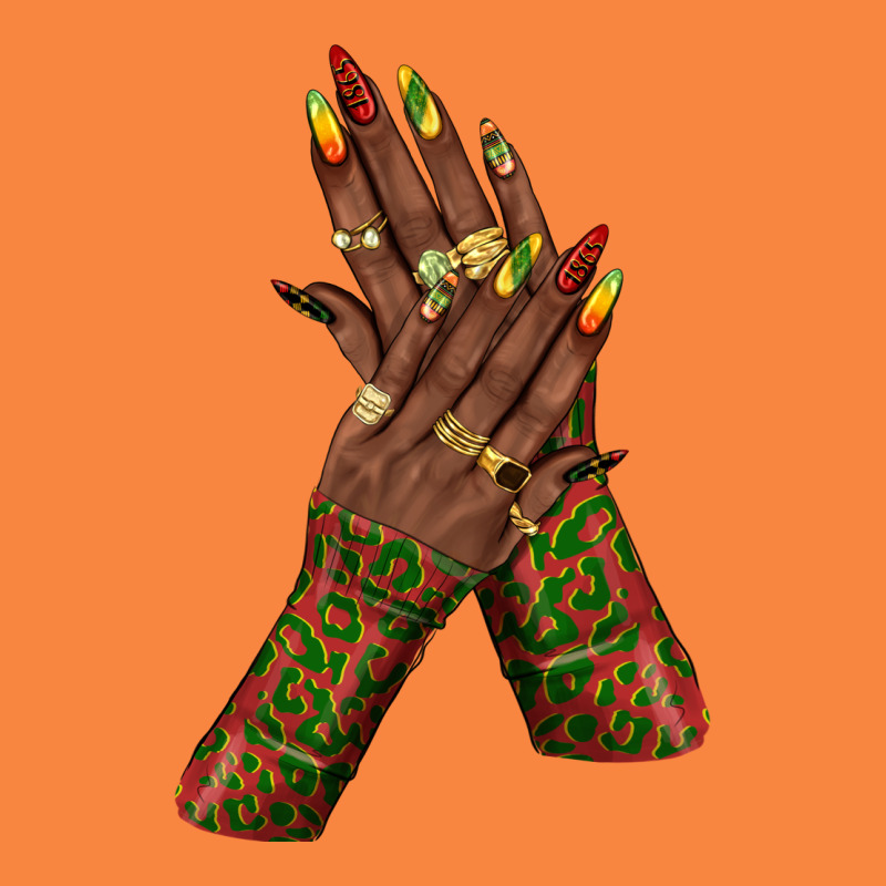 Juneteenth Nail Art With Afro Hand Premium Sweatshirt by texasbilliewilder | Teevron