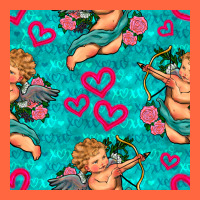 Valentines Day Cupid And Neon Heart Seamless Pattern Premium Hoodie | Teevron