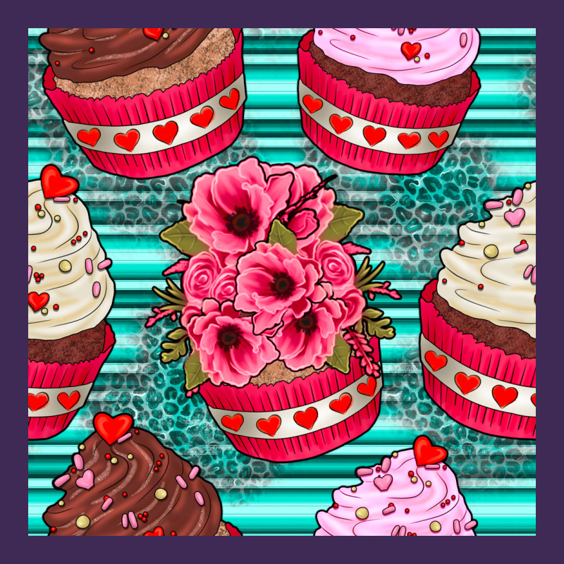Valentines Day Flower Cupcakes And Serape Seamless Pattern Premium Hoodie by BundleAndBundleShop | Teevron