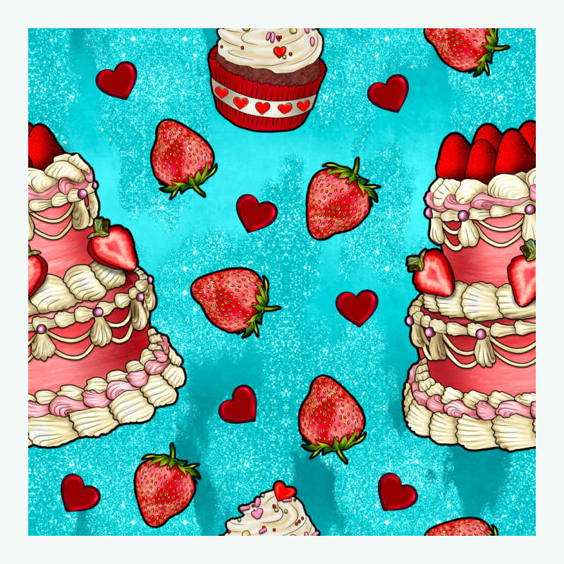 Valentines Day Cake And Strawberries Seamless Pattern Premium Hoodie by BundleAndBundleShop | Teevron