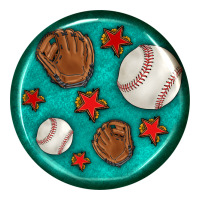 baseball with sunflower round earrings | Teevron