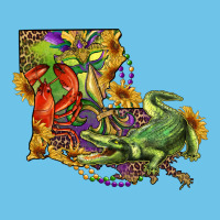 Louisiana Map With Mardi Gras Crocodile Premium Sweatshirt | Teevron