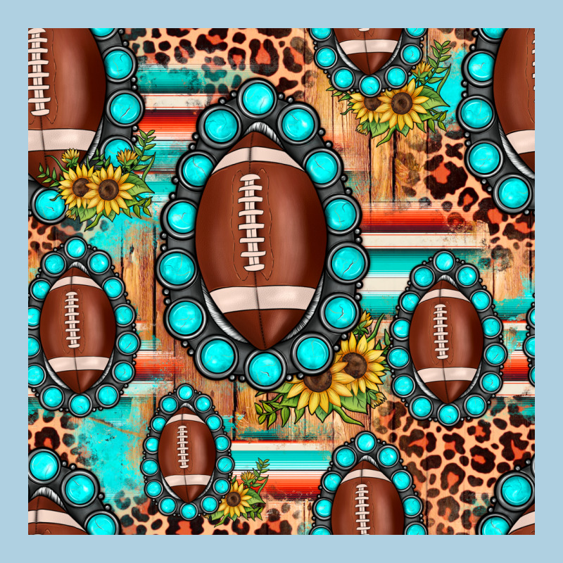 Football Leopard Turquoise Gemstone Sunflower Seamless Pattern Premium Hoodie by JahusDesignShop | Teevron