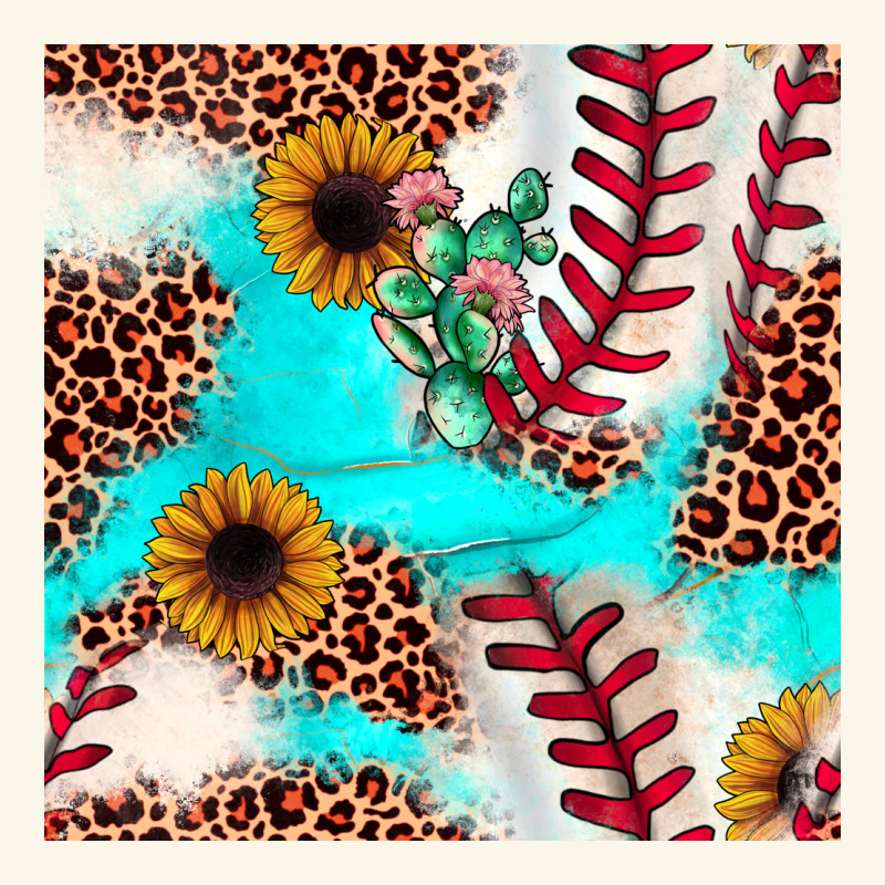 Baseball Leopard Turquoise Cactus Sunflower Seamless Pattern Premium Hoodie by JahusDesignShop | Teevron