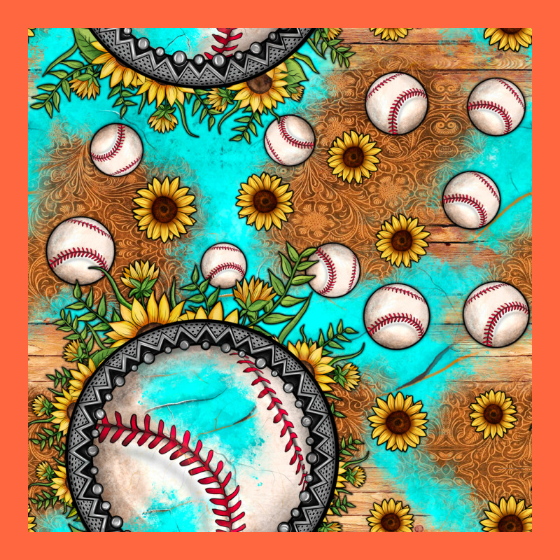 Baseball Turquoise Sunflower Seamless Pattern Premium Hoodie by JahusDesignShop | Teevron
