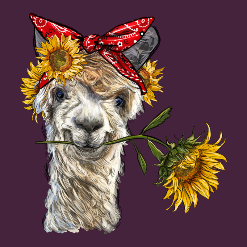 Alpaca With Sunflowers And Bandana Long Sleeve Tee by BarkalooDesign | Teevron