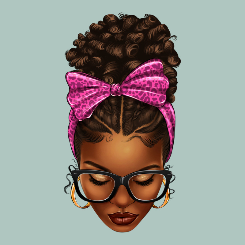Afro Messy Bun Pink Leopard Bow Premium Sweatshirt by texasbilliewilder | Teevron