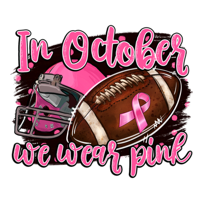 In October We Wear Pink With Football Ladies Tee by BarkalooDesign | Teevron