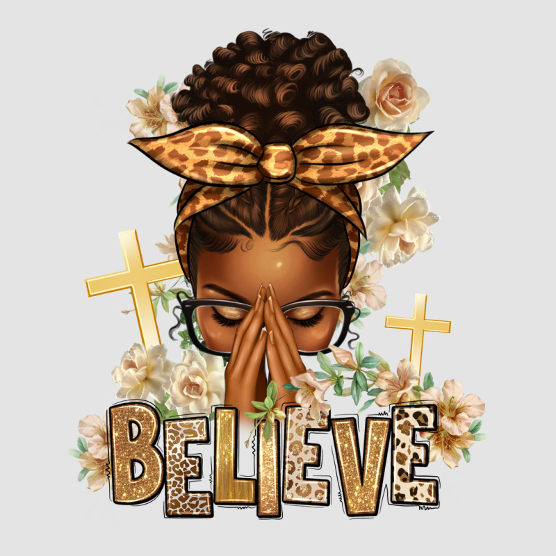 Believe Praying Afro Messy Bun Premium Sweatshirt by texasbilliewilder | Teevron