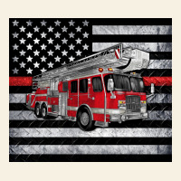 Thin Red Line American Flag Fire Truck Vintage Tee | Teevron