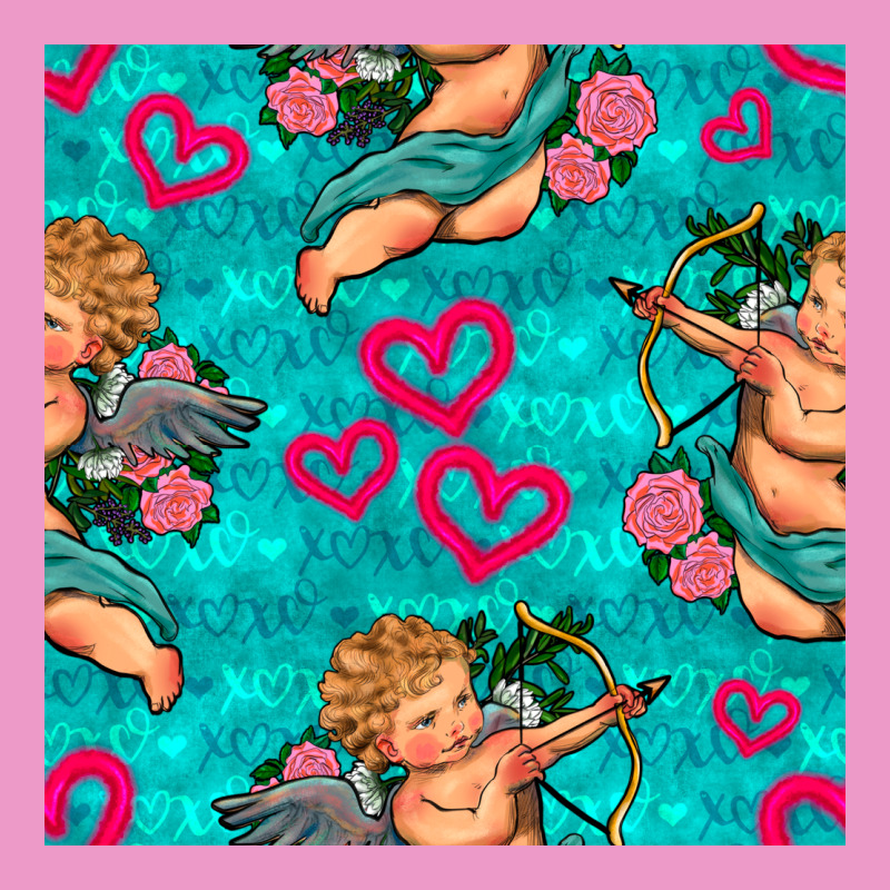 Valentines Day Cupid And Neon Heart Seamless Pattern Urban Hoodie by BundleAndBundleShop | Teevron