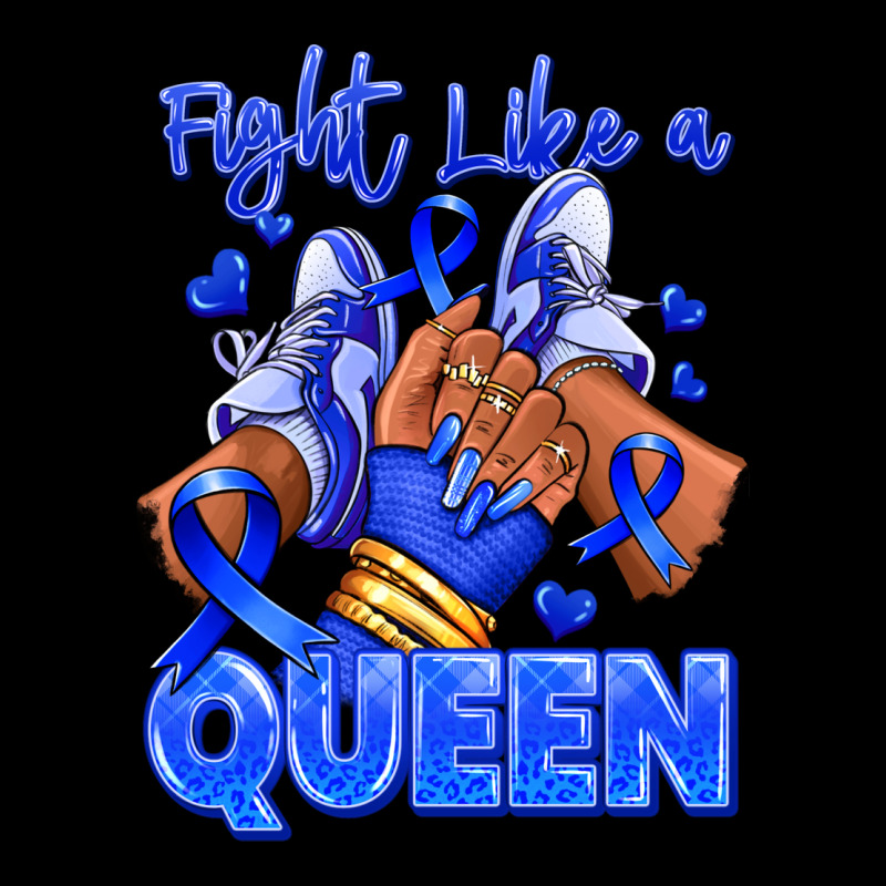 Fight Like A Queen Navy Blue Colon Cancer Afro Gir Premium Sweatshirt by RanaPortraitStore | Teevron