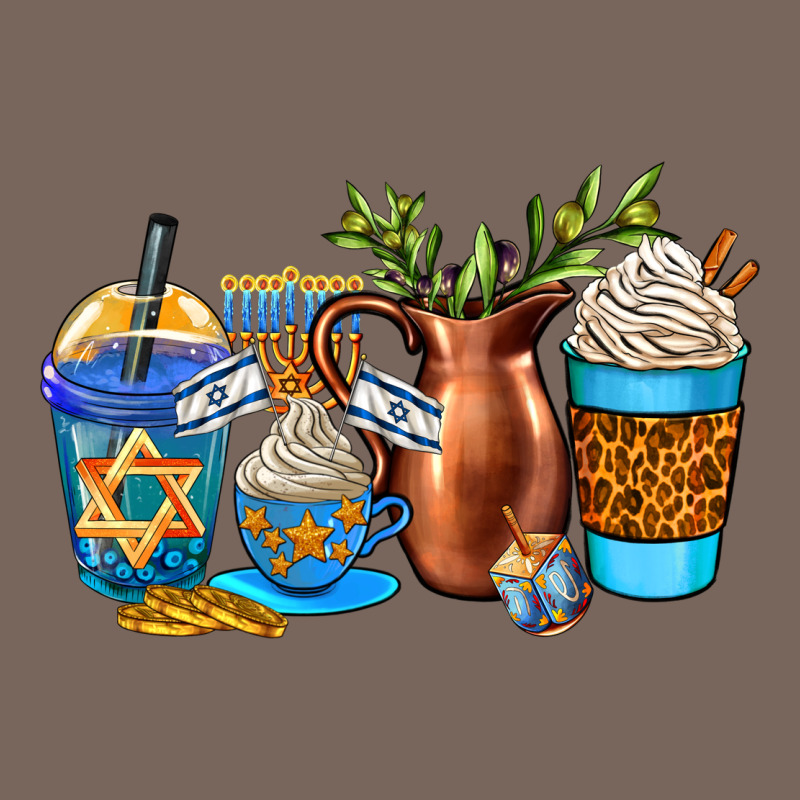 Hannukah Coffee Cups Premium Hoodie by AdoDesignShop | Teevron