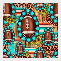 Football Leopard Turquoise Gemstone Sunflower Seamless Pattern Urban Hoodie | Teevron