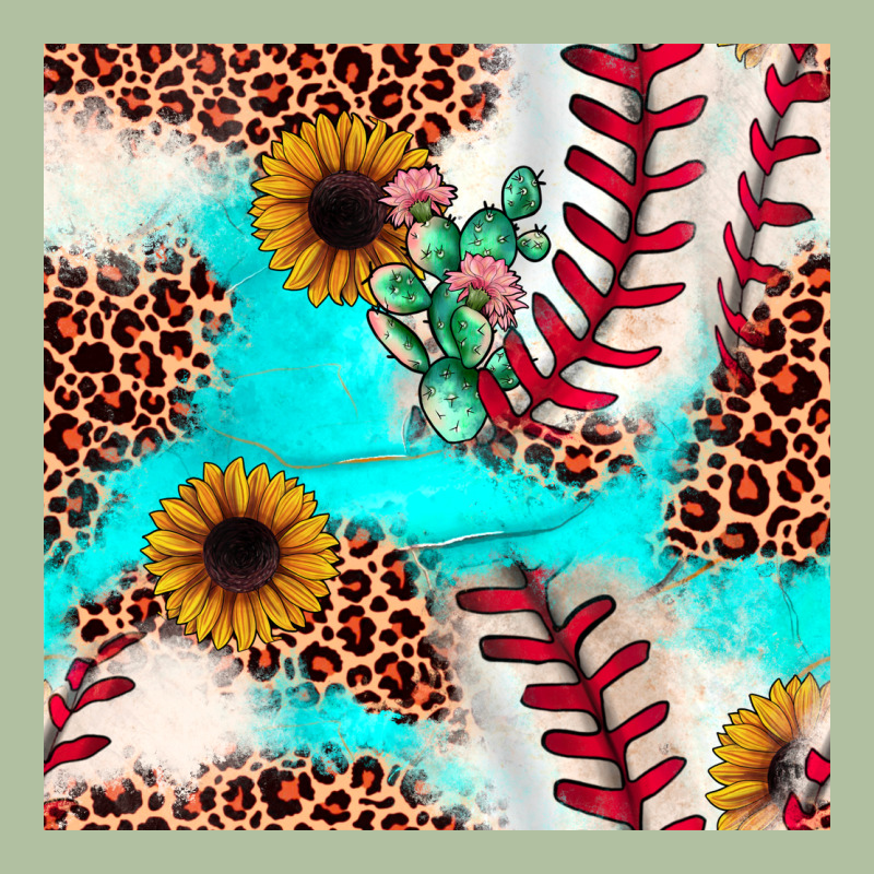 Baseball Leopard Turquoise Cactus Sunflower Seamless Pattern Urban Hoodie by JahusDesignShop | Teevron