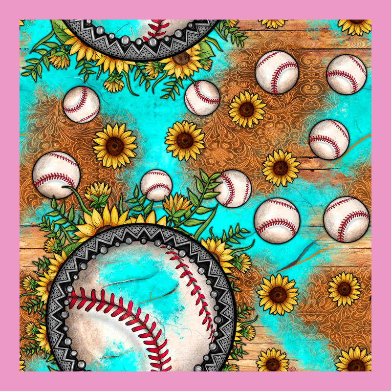 Baseball Turquoise Sunflower Seamless Pattern Urban Hoodie by JahusDesignShop | Teevron