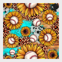 Baseball Leopard Turquoise Sunflower Seamless Pattern Urban Hoodie | Teevron