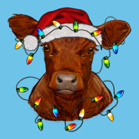 Christmas Baby Red Angus Calf With Lights Premium Sweatshirt | Teevron