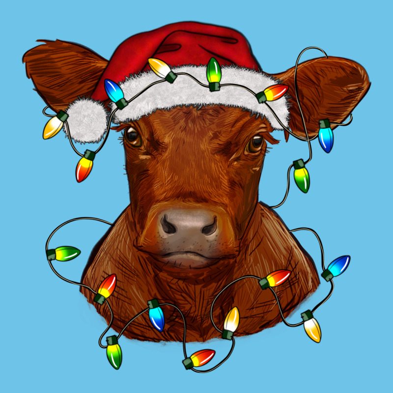 Christmas Baby Red Angus Calf With Lights Premium Sweatshirt by RanaPortraitStore | Teevron