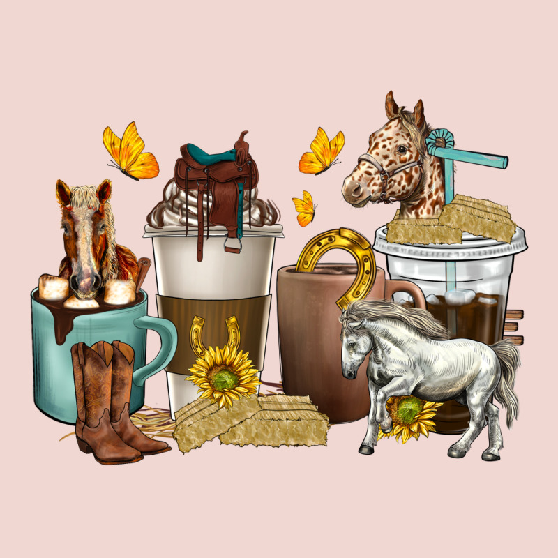 Coffee Cups Horses Premium Sweatshirt by texasbilliewilder | Teevron