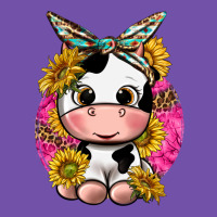 Cut Cow With Sunflower And Leopard  Pink Premium Sweatshirt | Teevron