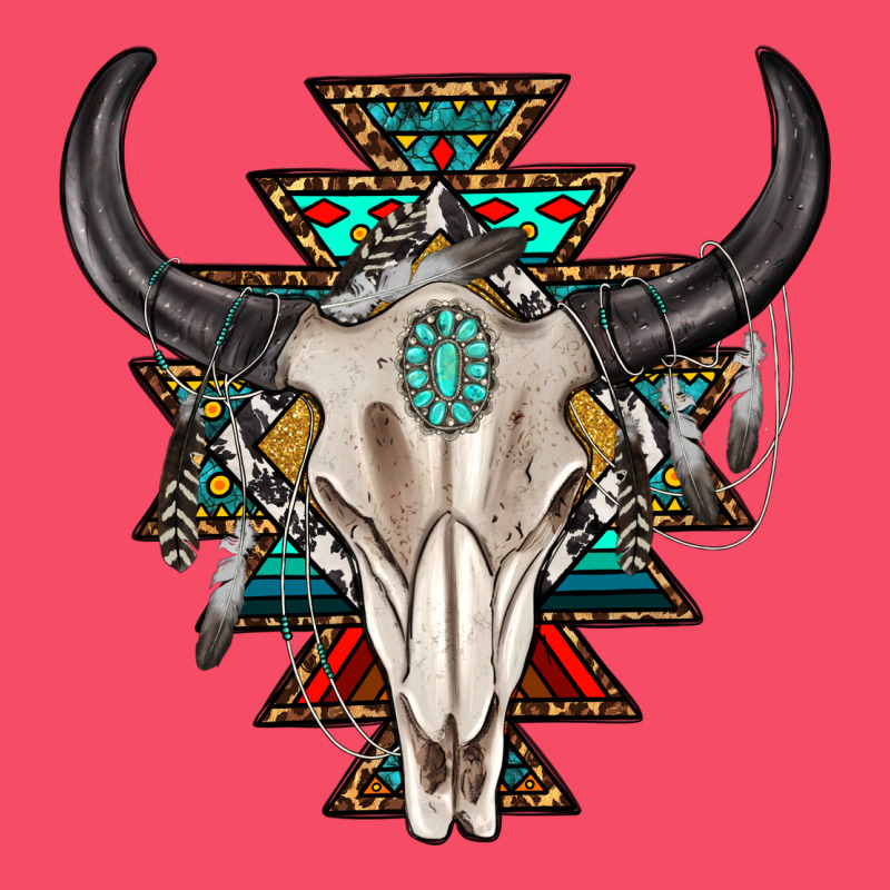 Western Aztec Bull Skull With Gemstone Premium Sweatshirt by texasbilliewilder | Teevron