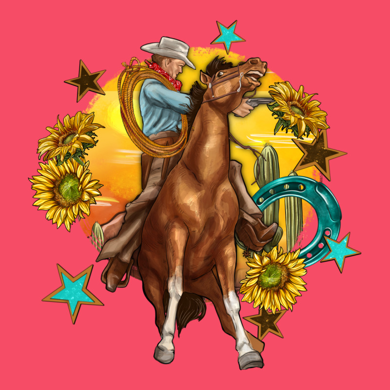 Bucking Horse With Cowboy And Sunflower Premium Sweatshirt by texasbilliewilder | Teevron