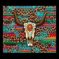 Western Serape Leopard Bull Skull Turquoise Ladies Tee | Teevron