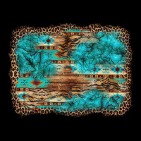Western Turquoise Stone Aztec Tiger Pattern Background Ladies Tee | Teevron