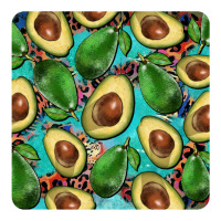 avacado with turquoise and leopard background mug coaster | Teevron