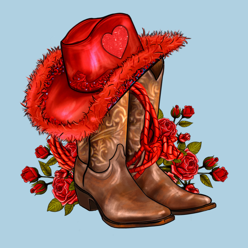 Valentines Day Cowboy Boots Red  And Roses Premium Hoodie by AdoDesignShop | Teevron