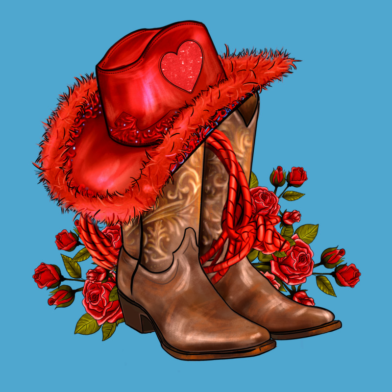 Valentines Day Cowboy Boots Red  And Roses Premium Hoodie by AdoDesignShop | Teevron