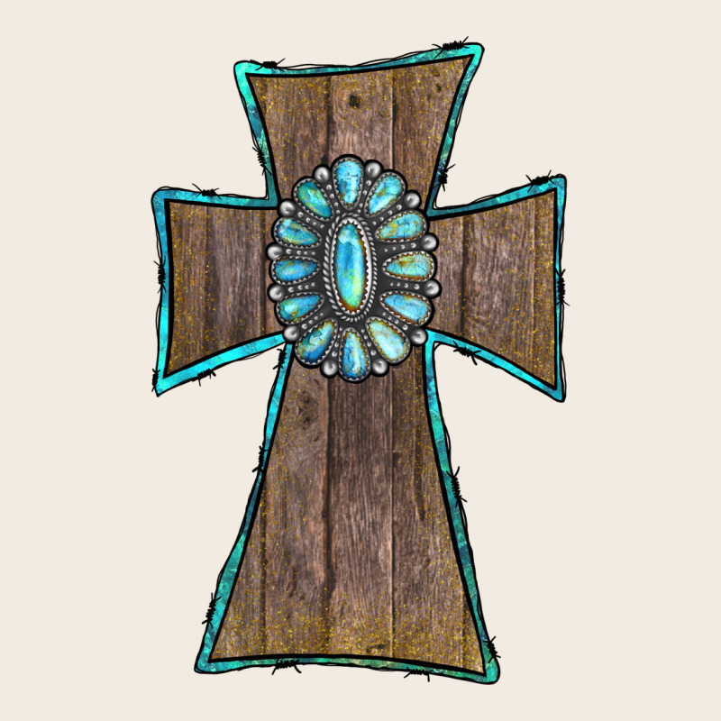 Wood Turquoise Gemstone Cross Premium Sweatshirt by RanaPortraitStore | Teevron
