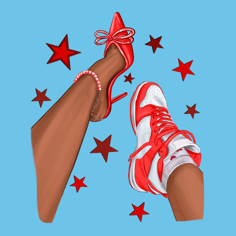 Bright Red Afro Girl Sneakers And Heels Premium Sweatshirt by texasbilliewilder | Teevron