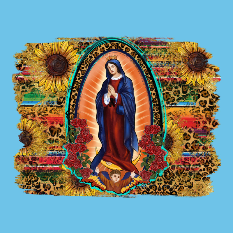Sunflower Lady Of Guadalupe Distressed Background Premium Sweatshirt by RanaPortraitStore | Teevron