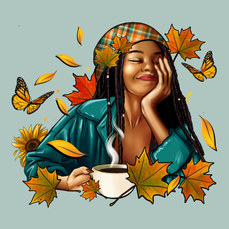 Fall Afro Woman With Coffee Premium Sweatshirt by RanaPortraitStore | Teevron