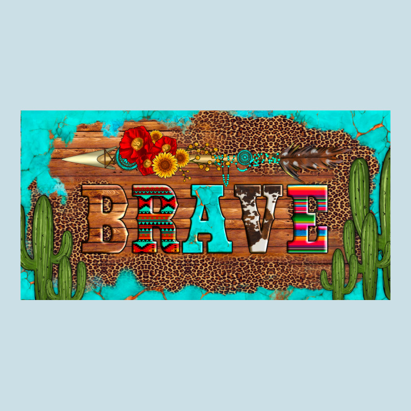 Brave Turquoise Leopard Cactus And Floral Arrow Licanse Plate Ladies Tee by Artiststas | Teevron
