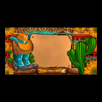 Custom Cowboy Boots Aztec Sunflowers Leopard License Plate Ladies Tee | Teevron