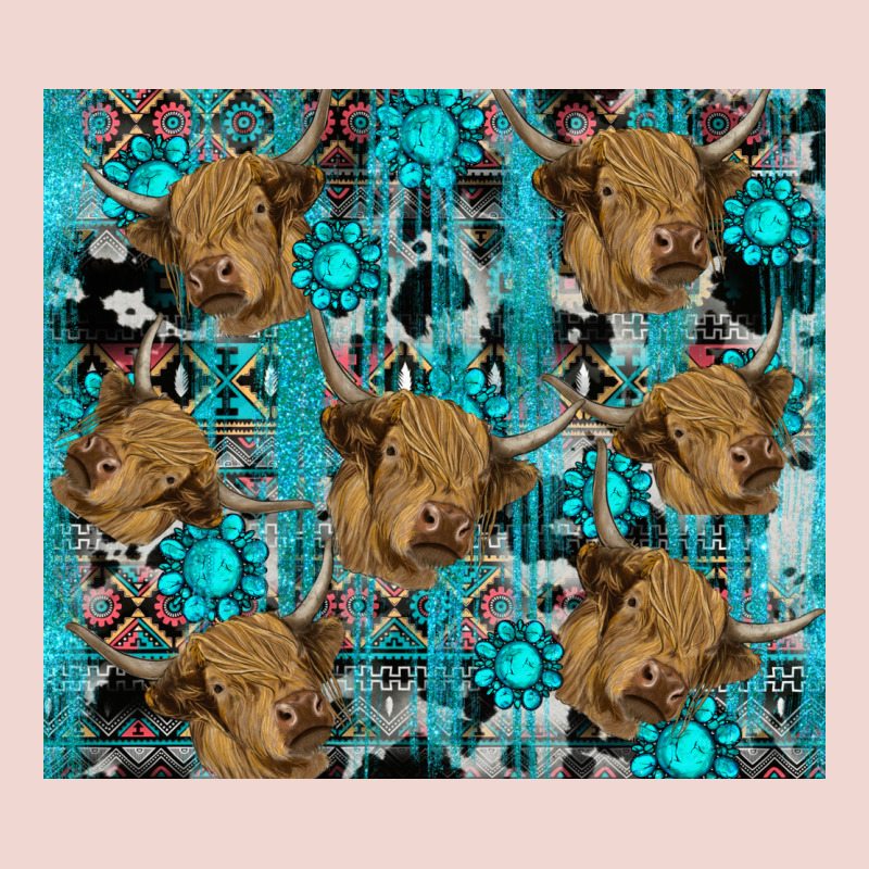 Western Aztec Highland Cow Premium Sweatshirt by RanaPortraitStore | Teevron