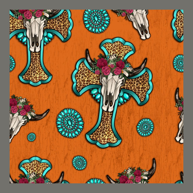 Western Cross And Bull Skull Seamless Pattern Premium Hoodie by HRA Design Shop | Teevron