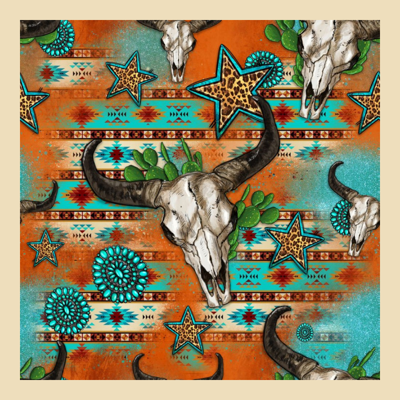 Western Bull Skull Seamless Pattern Premium Hoodie by HRA Design Shop | Teevron