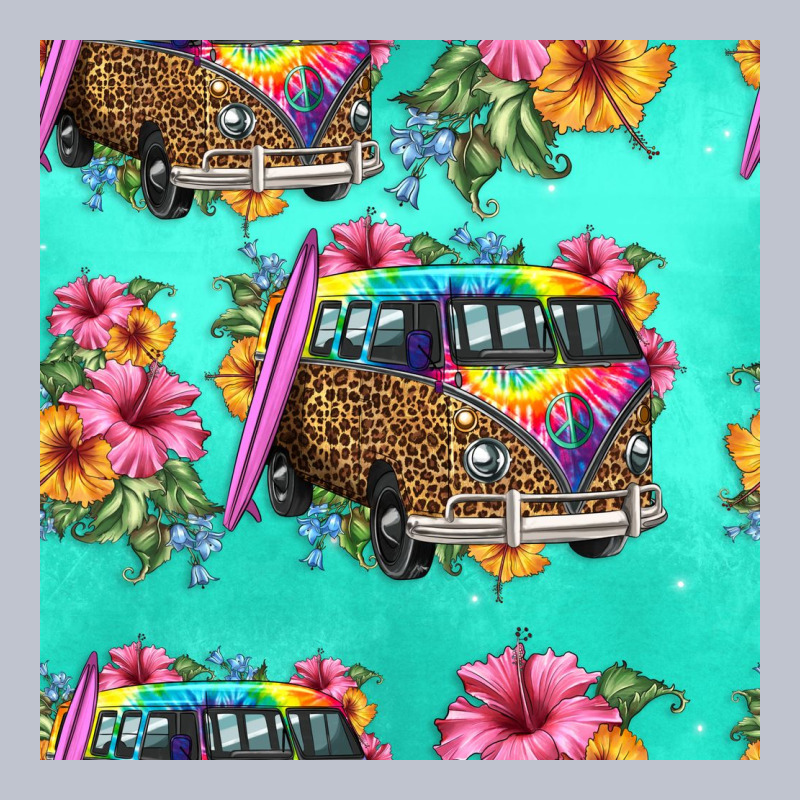 Floral Hippie Truck Seamless Pattern Premium Hoodie by HRA Design Shop | Teevron