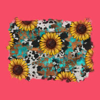 Western Sunflowers Turquoise Cowhide Background Premium Sweatshirt | Teevron