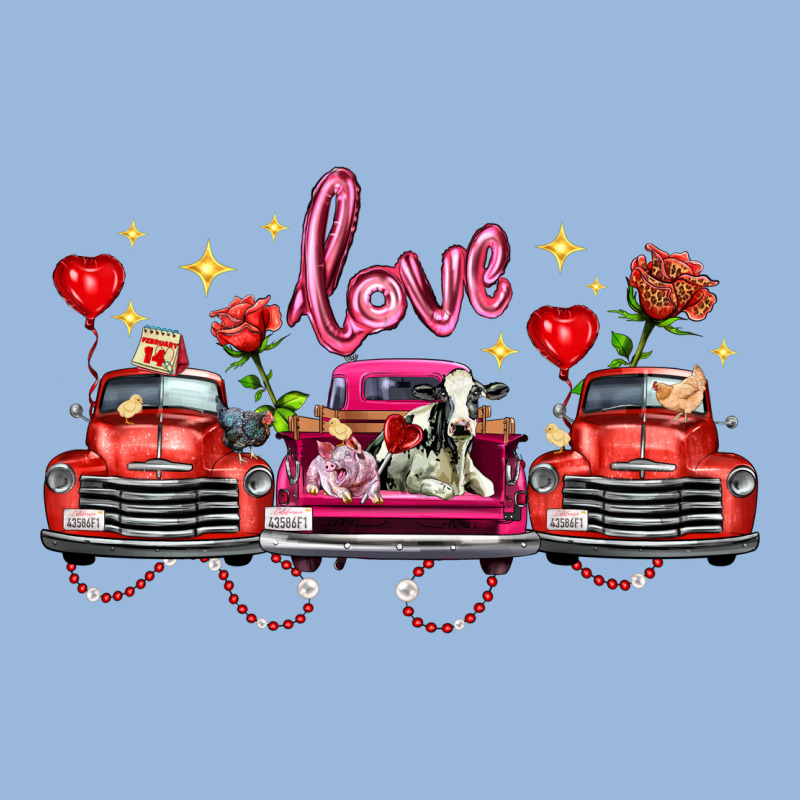 Valentine's Day Farm Trucks Farm Animals Premium Hoodie by FaDigitalArtStudio | Teevron
